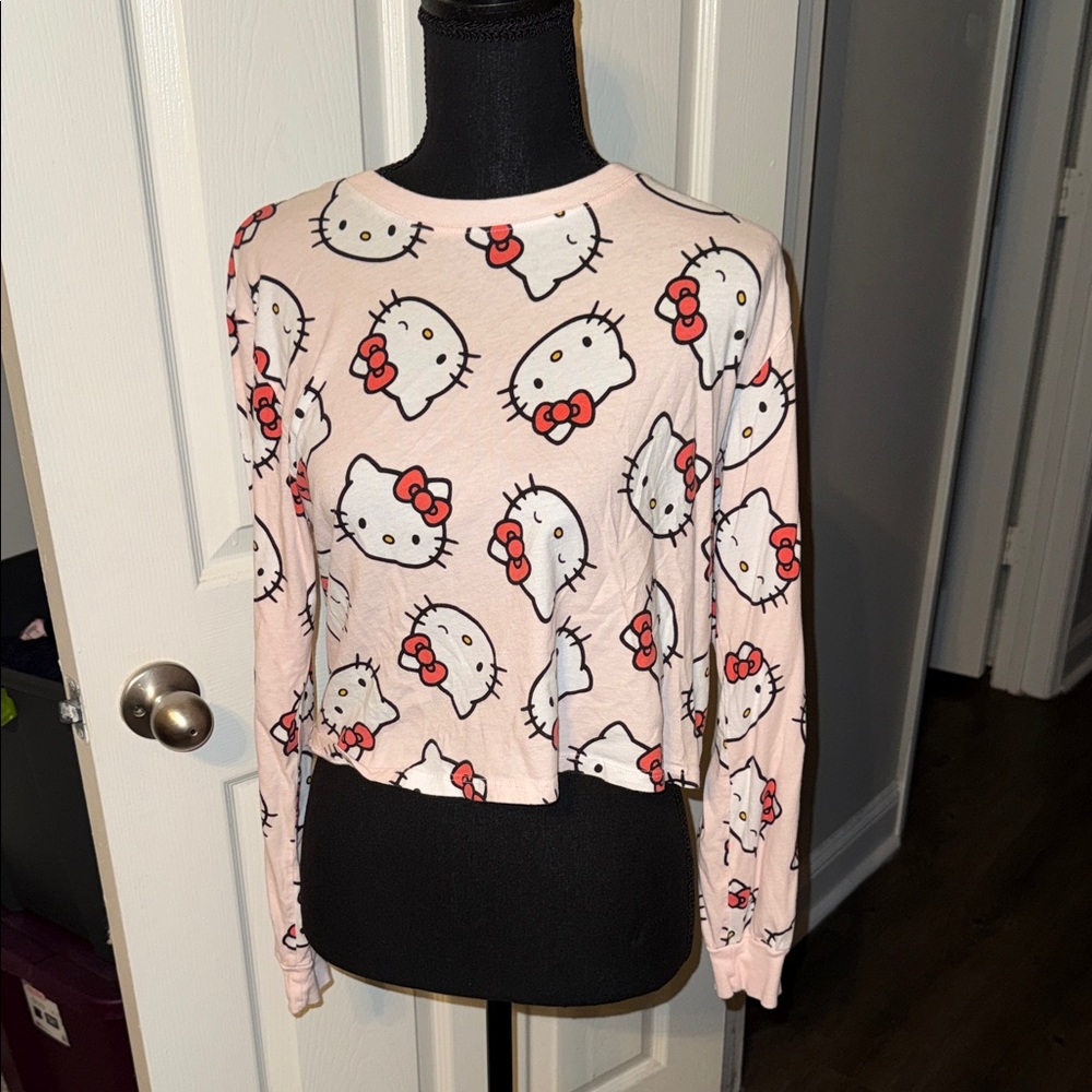 🖤NWOT SANRIO HELLO KITTY LIGHT PINK L/S CROP TOP SIZE S🖤